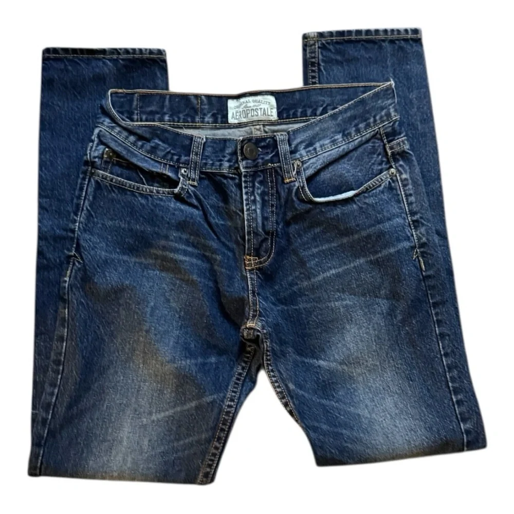 Aeropostale Men's Dark Blue Straight Jeans - Picture 4 of 7